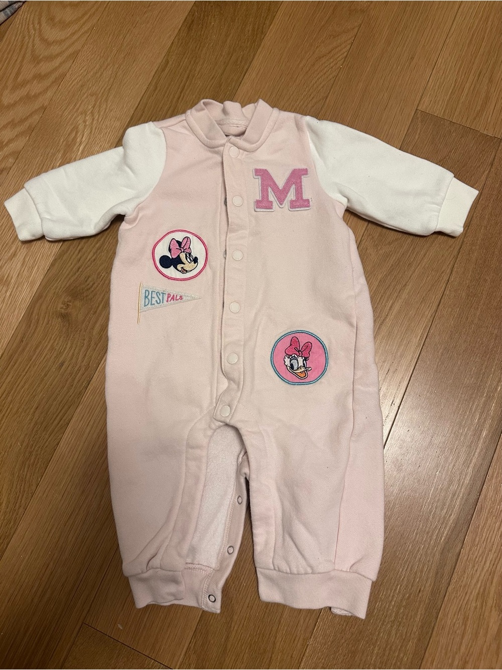 GAP Pink and White Minnie Mouse Footie One-Piece